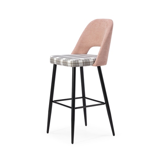 [PR/02682] Taburete Tela ST-624 Cuadros Cocina (ROSA CUADROS, NEGRO)