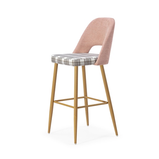 [PR/02683] Fabric Stool ST-624 Checkered Kitchen (ROSA CUADROS, OAK)