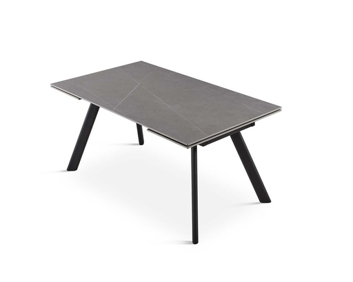 [DT-510-GRIS-NEG-160] DINING TABLE DT-510 (LIGHT GREY, BLACK METAL, 160 (240) cm)