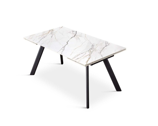 [DT-510-BLANCO-NEG-140] MESA COMEDOR DT-510 (BLANCO, METAL NEGRO, 140 (200) cm)